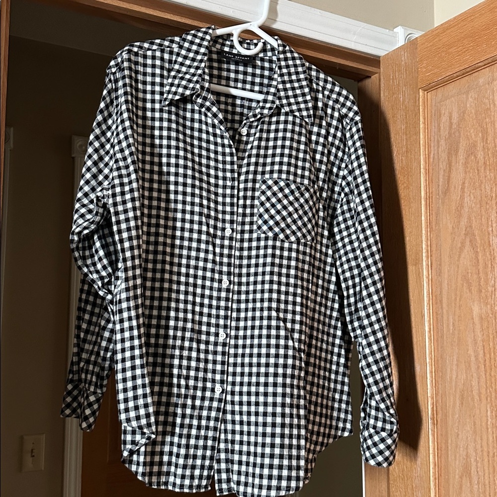 Lane Bryant Black and White Plaid Shirt